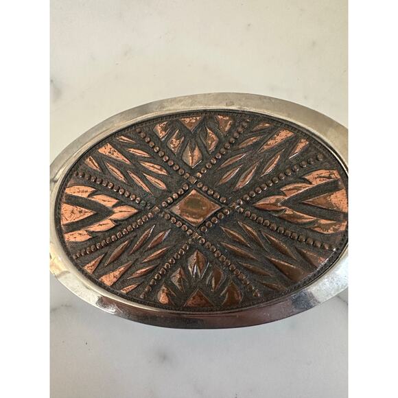 Copper and silver belt buckle - Picture 3 of 3